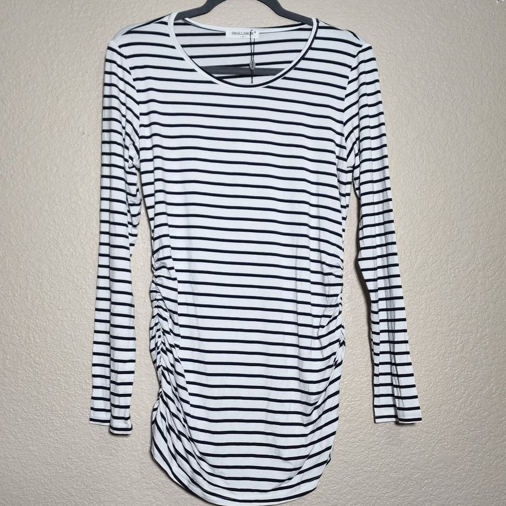 SMALLSHOW Striped Maternity Long Sleeve Shirt Size Medium NWT